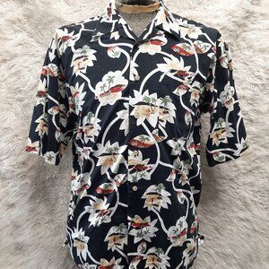Vintage Boxer America Man's Tropical Island Buttons Up  Hawaiian Shirt Size L
